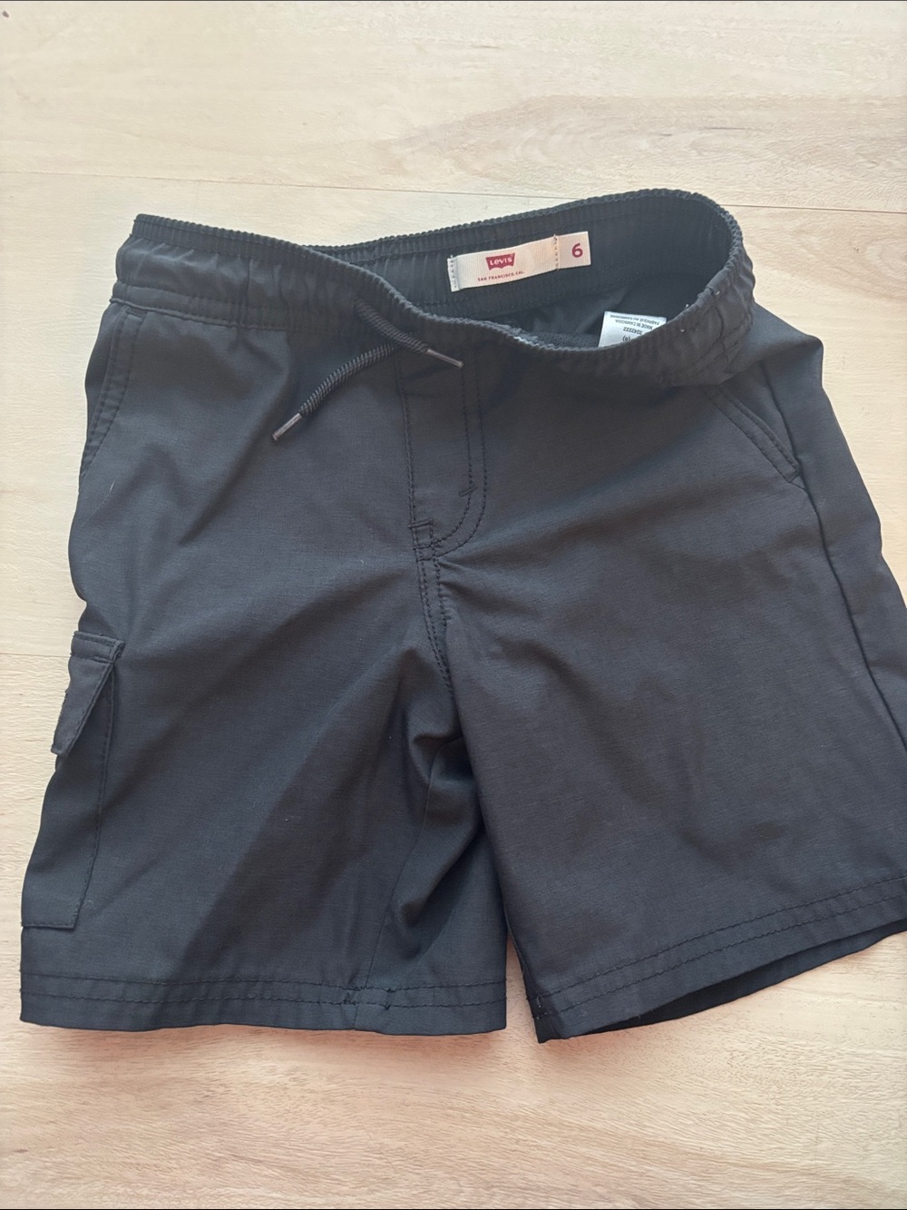 Levi's boys Black Cargo Drawstring Shorts